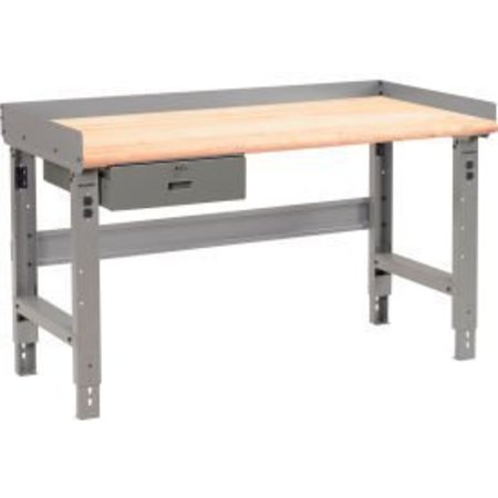 GLOBAL EQUIPMENT Workbench w/ Maple Safety Edge Top   Drawer, 72"W x 30"D, Gray 318737